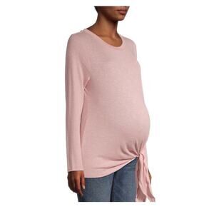 Cozy soft brushed Maternity Long Sleeve Side Tie Tee Semi-fitted Pink XL (16-18)